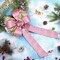 6 Pcs Large Christmas Bows, 10" x 20" Velvet Glitter Christmas Bow for Wreath Tree Topper Ornament Bow for Xmas Home Indoor Outdoor Front Door(Pink, Gold)